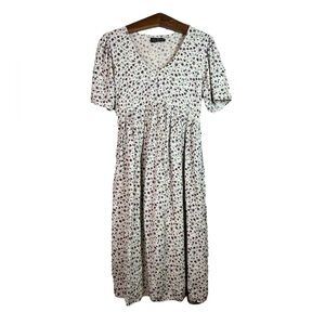 Vintage Switch U.S.A White Floral Maxi Long Dress Prairie Cottagecore Size 3 90s